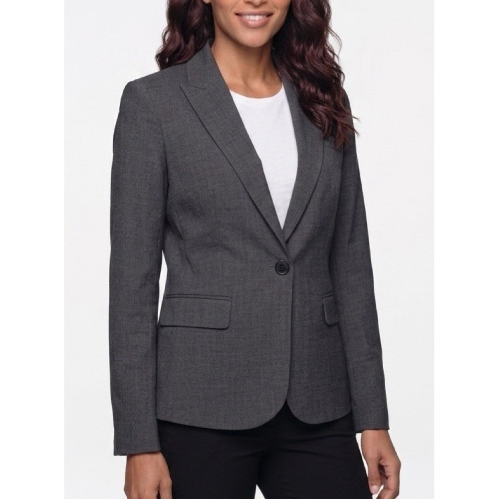 J.Crew‎ Blazer Women 6 Gray Stretch 95% Wool Single Button Career Professional
